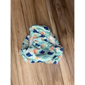 green sprouts Reusable Swim Bottoms 6 Months 10-18 lbs Baby Fish Print Aqua Blue